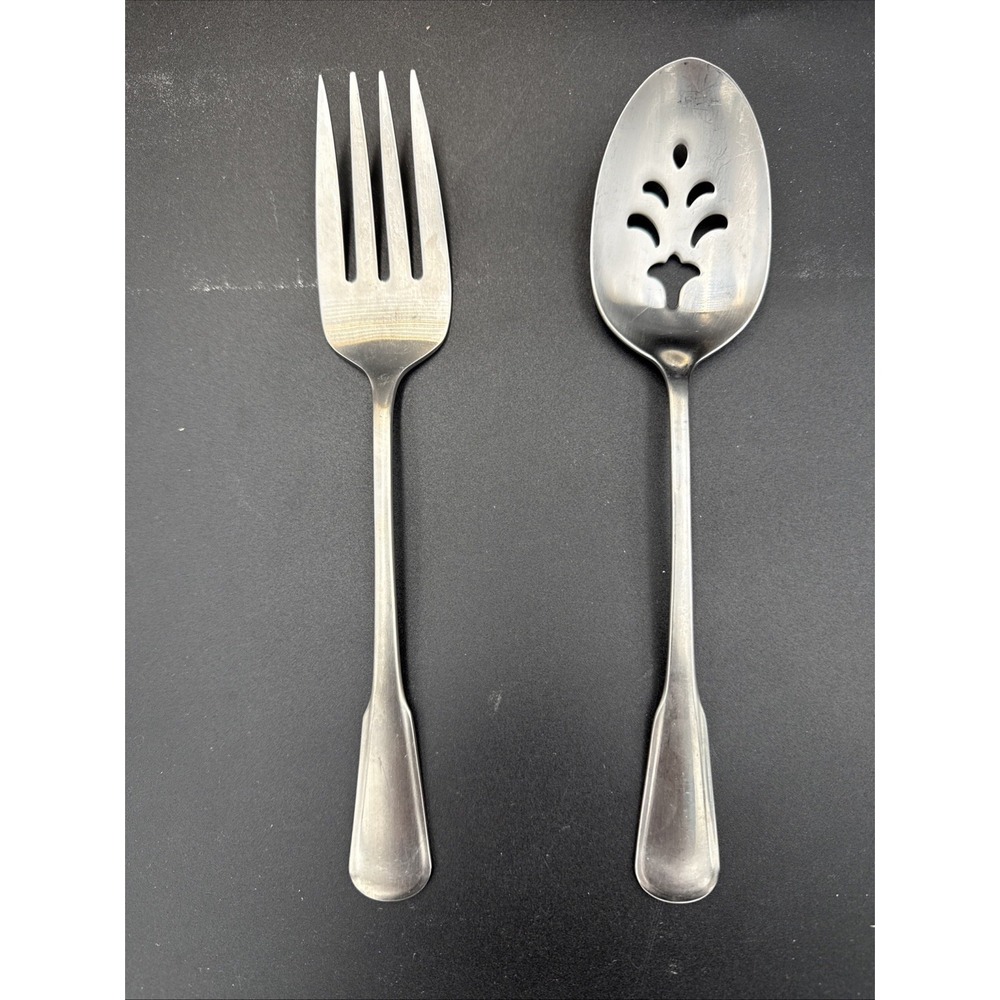 Oneida Stainless Serving Spoon Fork Yorktowne SSS 8.25" Flatware Traditional